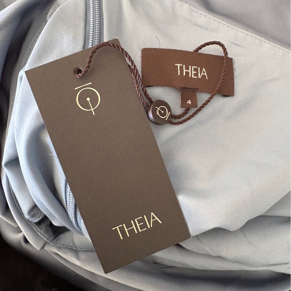 Theia One-Shoulder Slate Blue Evening Gown - Picture 2 of 11